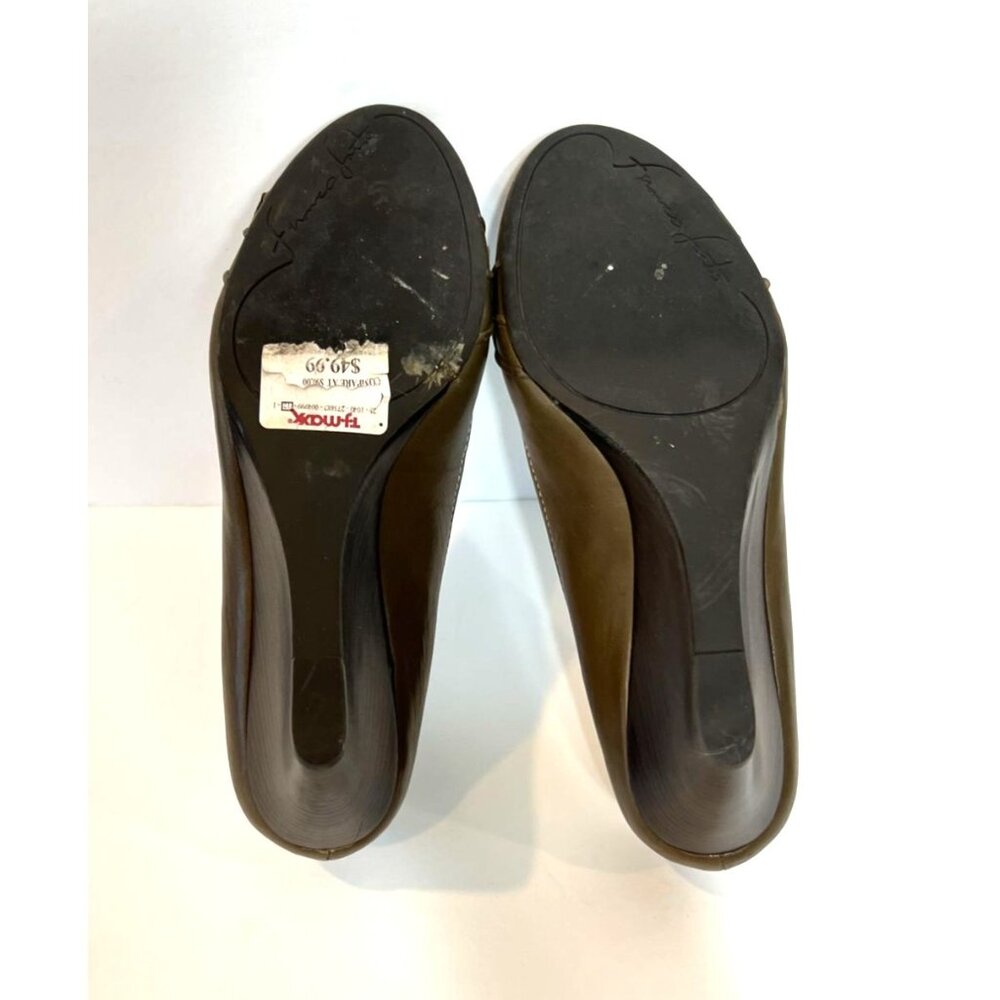 Franco Sarto Promise Brown Leather Wedges Bow On Toe Style Size 9M - Picture 7 of 9